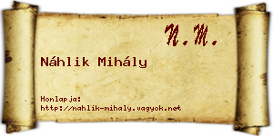 Náhlik Mihály névjegykártya